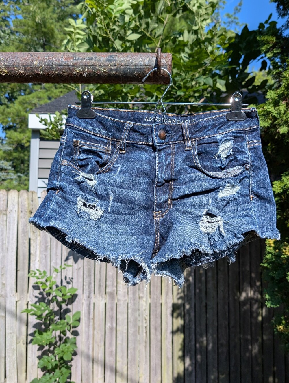 American Eagle Women's Hi Rise Festival Blue Jean Shorts Size 6